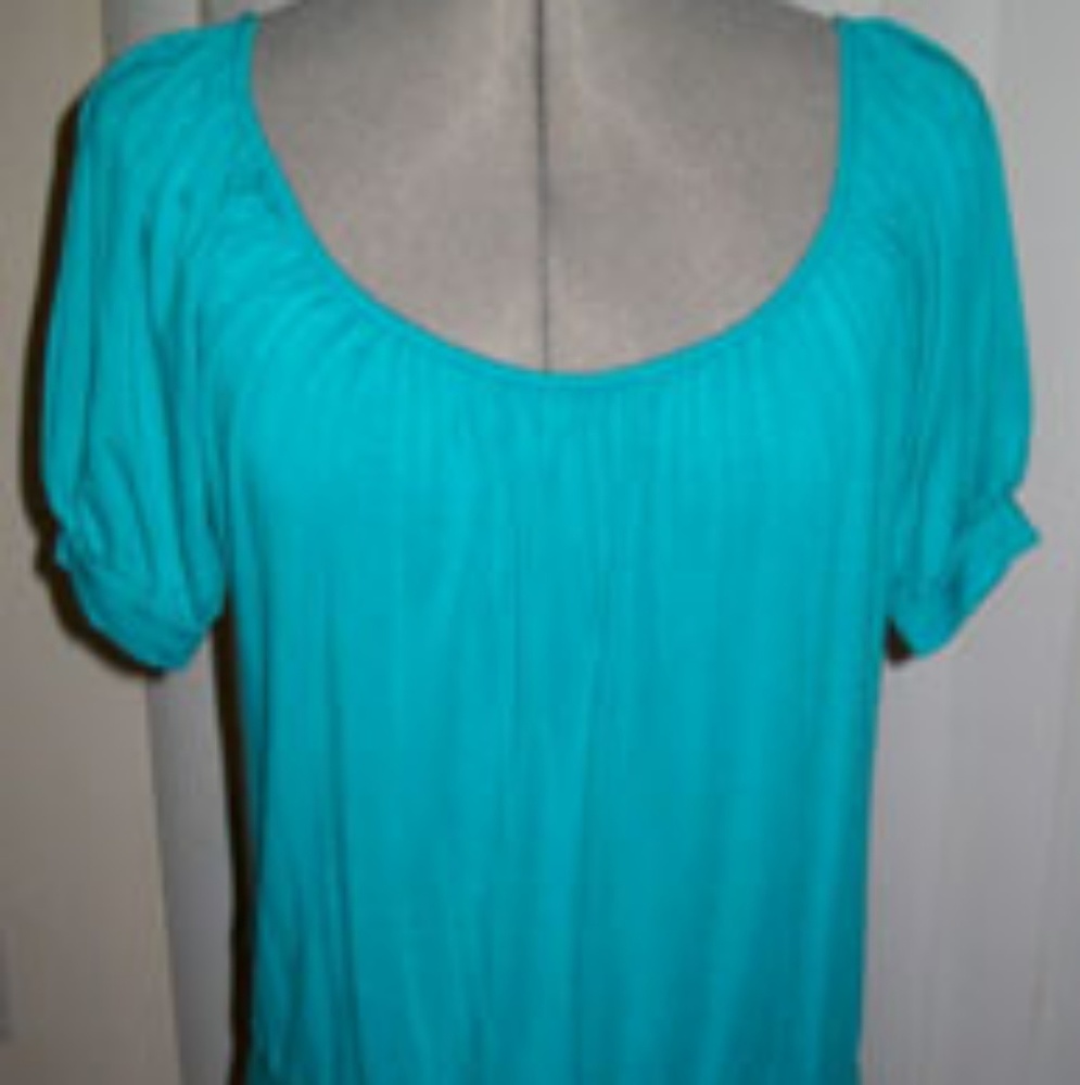 Turquoise Short Sleeve Blouse